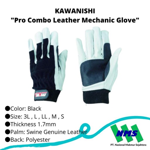 [EZM.1043140] TRUSCO 779-7222 "Pro Combo Leather Mechanic Glove"