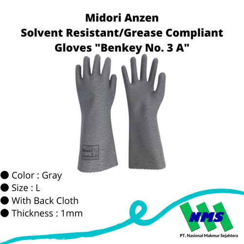 [EZM.1043201] TRUSCO 819-2459 Solvent/Grease Resistant Gloves Benkey No.3A