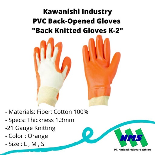 [EZM.1043225] TRUSCO 324-6531 PVC Back-Opened Gloves "Back Knitted Gloves K-2"