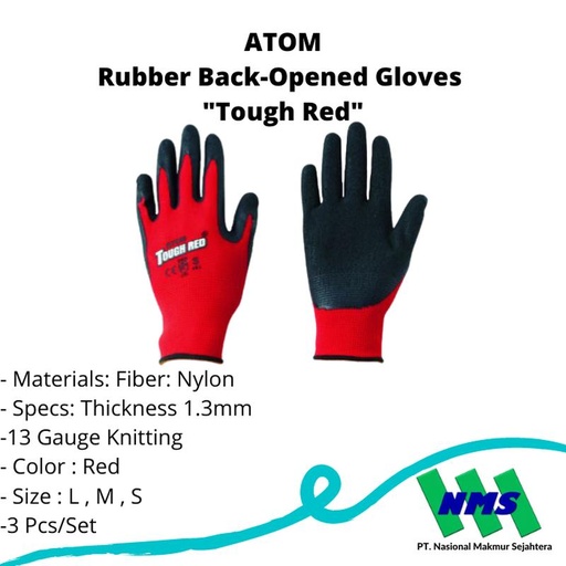 [EZM.1043240] TRUSCO 472-8165 Rubber Back-Opened Gloves "Tough Red" 3 Pcs