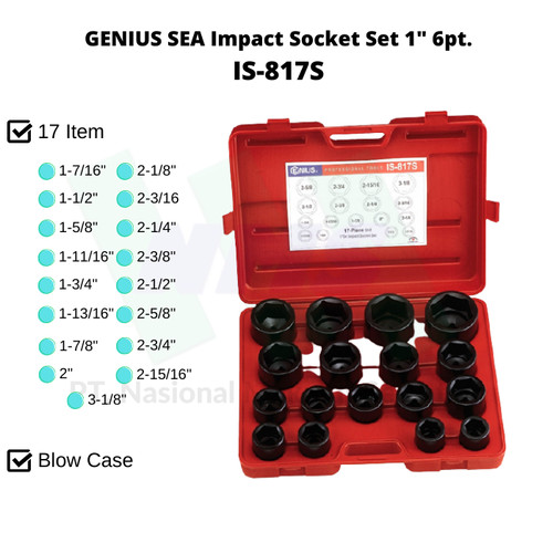 [EZM.1043342] GENIUS SEA Impact Socket Set 1" 6pt. IS-817S