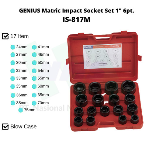 [EZM.1043343] GENIUS Matric Impact Socket Set 1" 6pt. IS-817M