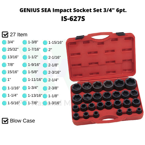 [EZM.1043346] GENIUS SEA Impact Socket Set 3/4" 6pt. IS-627S
