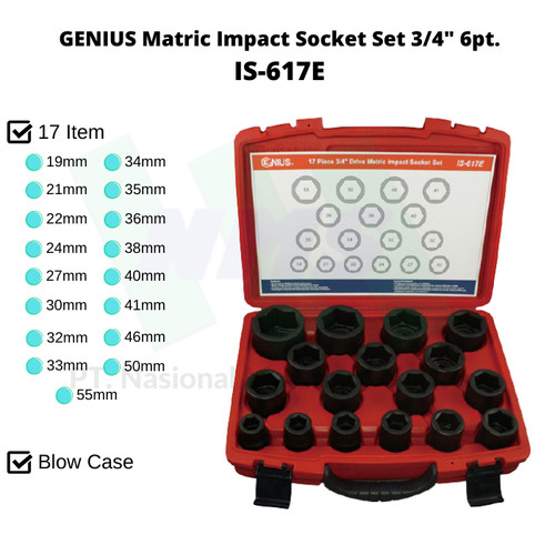 [EZM.1043348] GENIUS Matric Impact Socket Set 3/4" 6pt. IS-617E