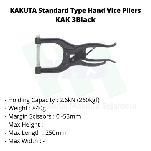 [EZM.1043417] KAKUTA Standard Type Hand Vice Pliers KAK 3BLACK