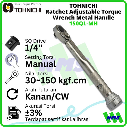 [EZM.1043430] Kunci Torsi 150QL-MH 1/4" 30 - 150 Kgf.cm TOHNICHI (Penawaran)