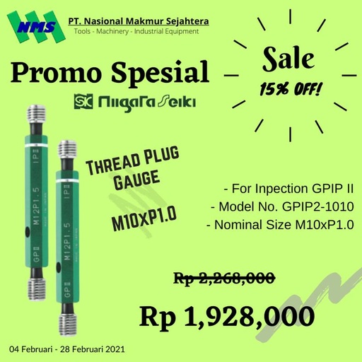 [EZM.1043464] PROMO Niigata Seiki Thread Plug Gauge M10xP1.0