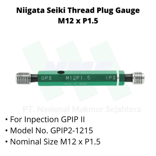 [EZM.1043467] Niigata Seiki Thread Plug Gauge M12xP1.5