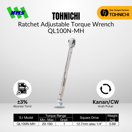 [EZM.1043502] TOHNICHI Adjustable Torque Wrench QL100N4-MH