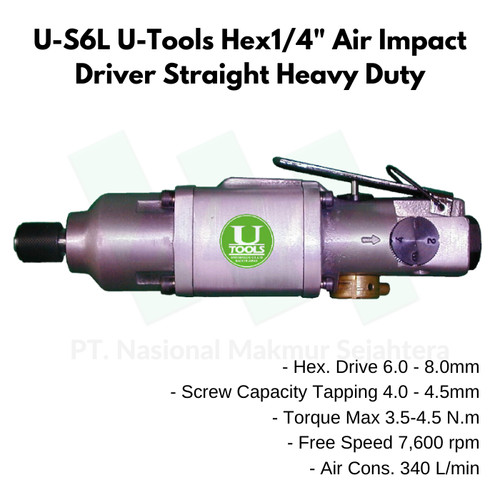 [EZM.1043551] U-S6L U-Tools Hex1/4" Air Impact Driver Straight Heavy Duty