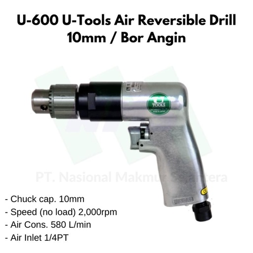 [EZM.1043560] U-600 U-Tools Air Reversible Drill 10mm / Bor Angin