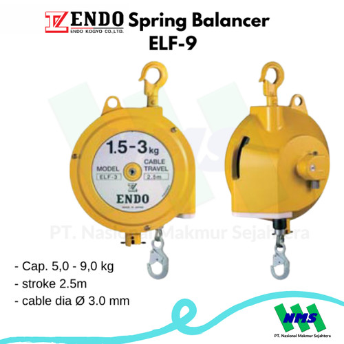 Spring Balancer Cap. 5-9kg stroke 2.5m ENDO ELF-9
