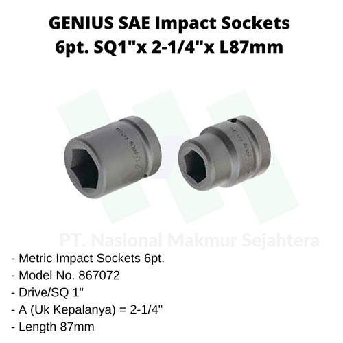 [EZM.1043584] SAE Sockets 6pt. SQ1"x2-1/4"x L87mm Genius Tools