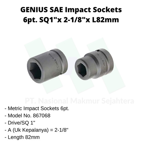 [EZM.1043586] SAE Sockets 6pt. SQ1"x2-1/8"x L82mm Genius Tools