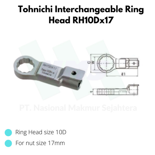 [EZM.1043615] Tohnichi Interchangeable Ring Head RH10Dx17