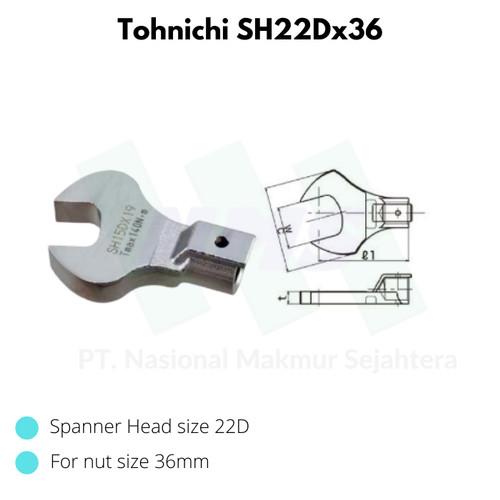 [EZM.1043632] Kepala Kunci Pas Tohnichi SH22Dx36 Interchangeable Head for 22D 36mm