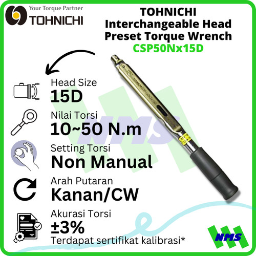 [EZM.1043699] Kunci Torsi CSP50Nx15D 10-50Nm TOHNICHI Interchangeable Torque Wrench