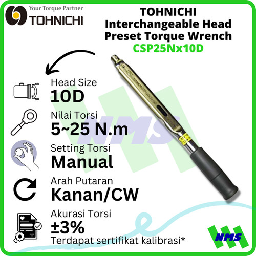 [EZM.1043701] Kunci Torsi CSP25Nx10D 5-25Nm TOHNIHCI Interchangeable Torque Wrench