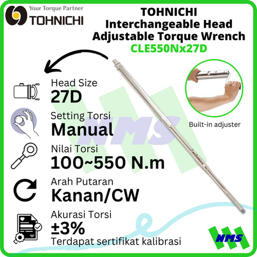 [EZM.1043707] Kunci Torsi TOHNICHI CLE550Nx27D 100 - 550 Nm Interchangeable Wrench