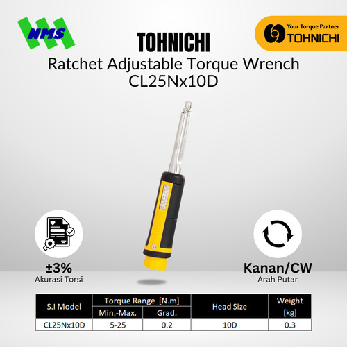 [EZM.1043715] Kunci Torsi CL25Nx10D TOHNICHI Interchangeable Torque Wrench