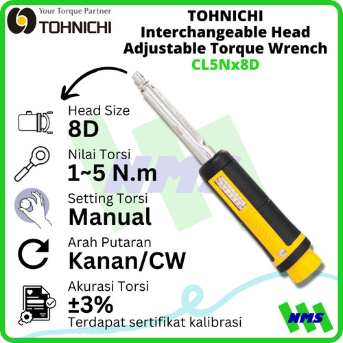 [EZM.1043718] Kunci Torsi TOHNICHI CL5Nx8D 1 - 5 Nm Interchangeable Torque Wrench