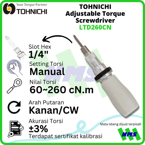 [EZM.1043734] Obeng Torsi LTD260CN 60-260 cNm TOHNICHI Adjustable Torque Screwdriver