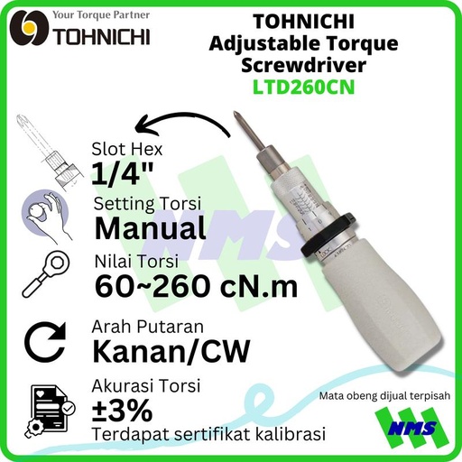 [EZM.1043734] Obeng Torsi LTD260CN 60-260 cNm TOHNICHI Adjustable Torque Screwdriver