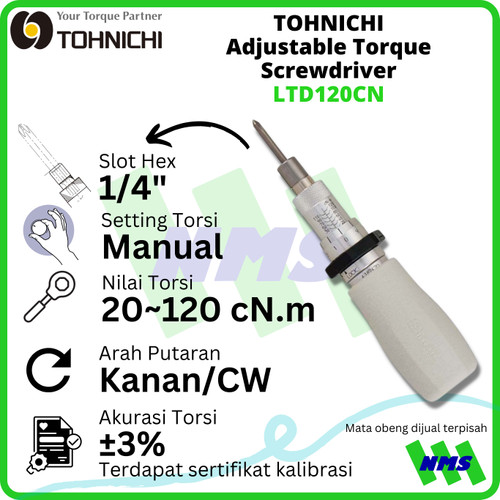 [EZM.1043735] Obeng Torsi LTD120CN 20-120 cNm TOHNICHI Adjustable Torque Screwdriver