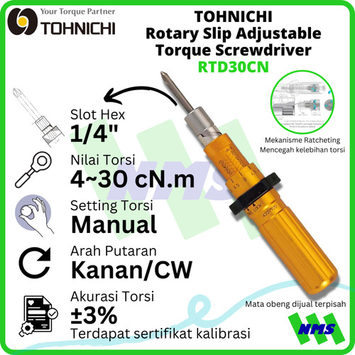 [EZM.1043742] Obeng Torsi RTD30CN (4-30 cNm) TOHNICHI Torque Screwdriver