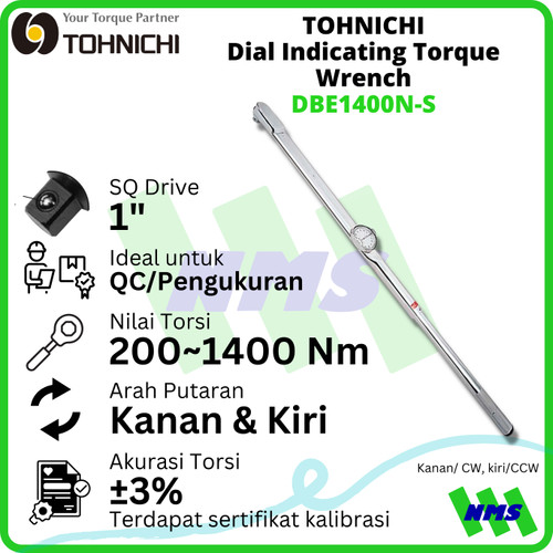 [EZM.1043744] Kunci Torsi DBE1400N-S 1400Nm 1" TOHNICHI Dial Torque Wrench