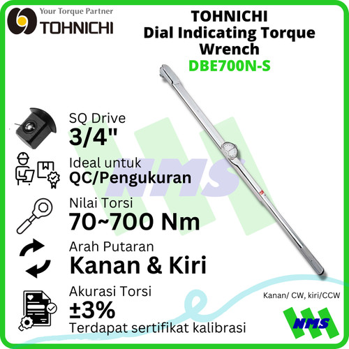 [EZM.1043747] Kunci Torsi DBE700N-S 700Nm TOHNICHI Dial Indicating Torque Wrench