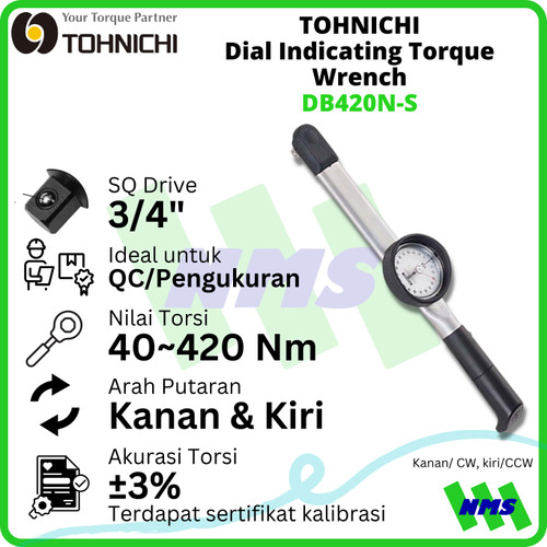 [EZM.1043749] Kunci Torsi DB420N-S 420Nm 3/4" TOHNICHI Dial Indicating Torque Wrench