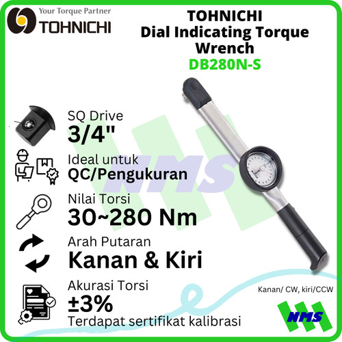 [EZM.1043750] Kunci Torsi DB280N-S 280Nm 3/4" TOHNICHI Dial Indicating Torque Wrench