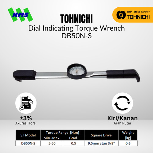 [EZM.1043753] Kunci Torsi DB50N-S 3/8" TOHNICHI Dial Indicating Torque Wrench