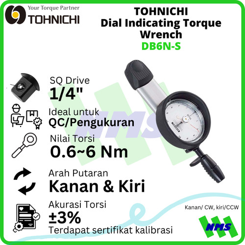 [EZM.1043755] Kunci Torsi DB6N-S 0,6-6Nm 1/4" TOHNICHI Dial Indicating Torque Wrench