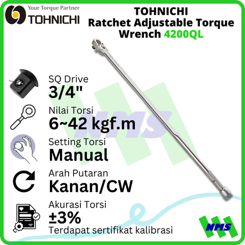 [EZM.1043774] Kunci Torsi 4200QL 3/4" 600 - 4.200 Kgf.cm TOHNICHI Torque Wrench