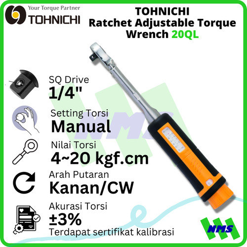[EZM.1043784] Kunci Torsi 20QL 1/4" 4 - 20 Kgf.cm TOHNIHCI Torque Wrench