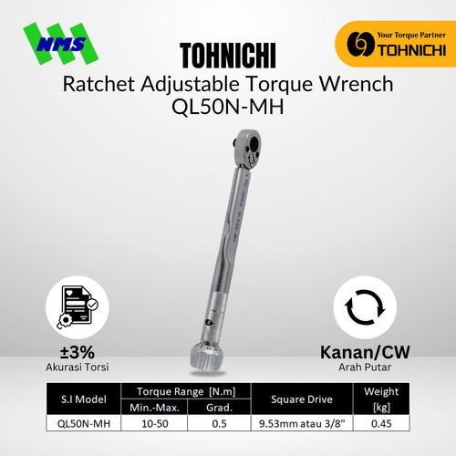 [EZM.1043788] TOHNICHI Adjustable Torque Wrench QL50N-MH