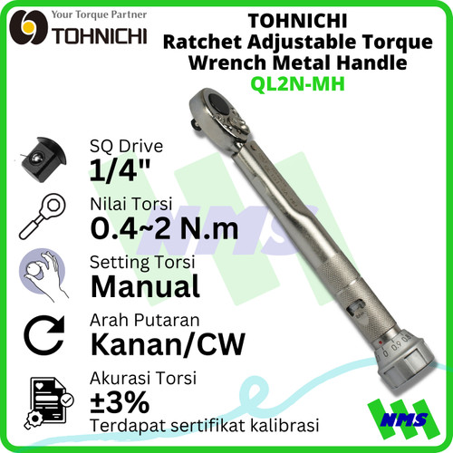[EZM.1043793] Kunci Torsi QL2N-MH 1/4" 0.4 - 2 Nm TOHNICHI Torque Wrench