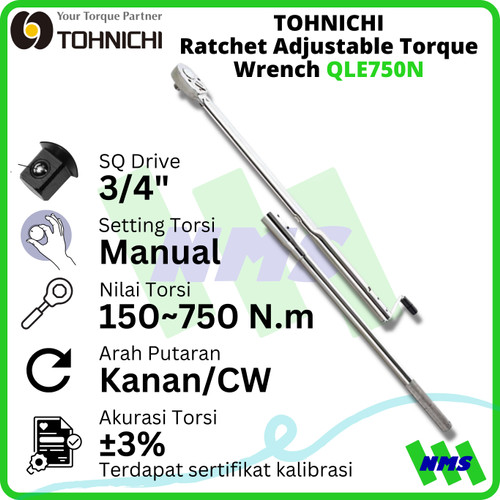 [EZM.1043796] TOHNICHI Adjustable Torque Wrench QLE750N