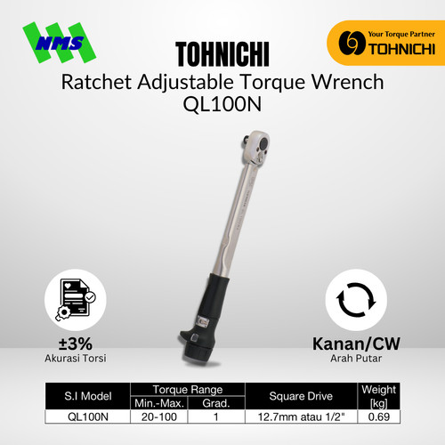 [EZM.1043803] TOHNICHI Adjustable Torque Wrench QL100N4