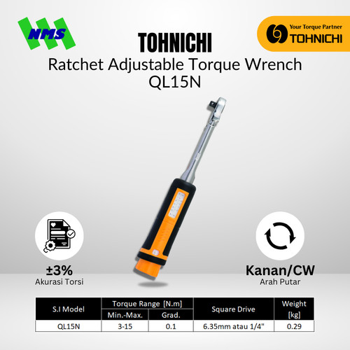 [EZM.1043808] TOHNICHI Adjustable Torque Wrench QL15N