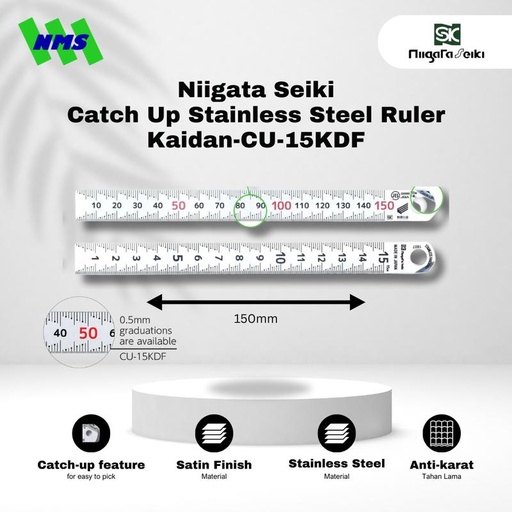 [EZM.1044100] Niigata Seiki Metal Ruler CU-15KDF