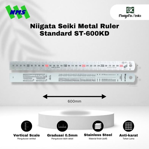 [EZM.1044299] Niigata Seiki Metal Ruler ST-600KD