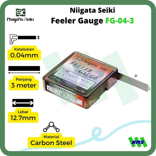 [EZM.1044216] Niigata Seiki Feeler gauge carbon steel FG-04-3 (0,04 mm x 3 m)
