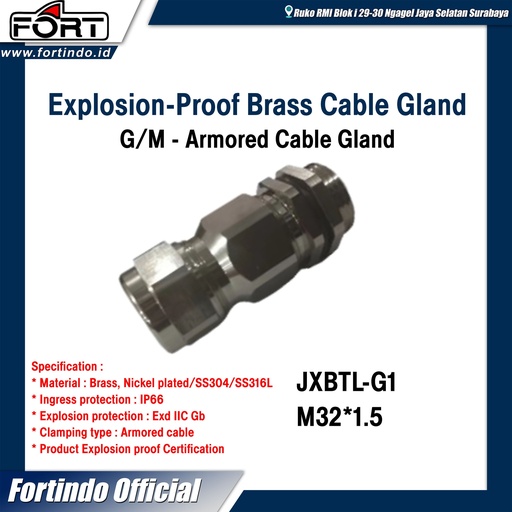 [EZM.1030423] Explosion-Proof Brass Cable Gland JXBTL-G1 = M32*1.5 (MERK FORT)