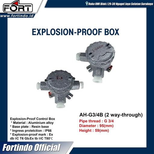 [EZM.1030439] Explosion-Proof Junction Box AH-G3/4B (2 way-through) MERK FORT
