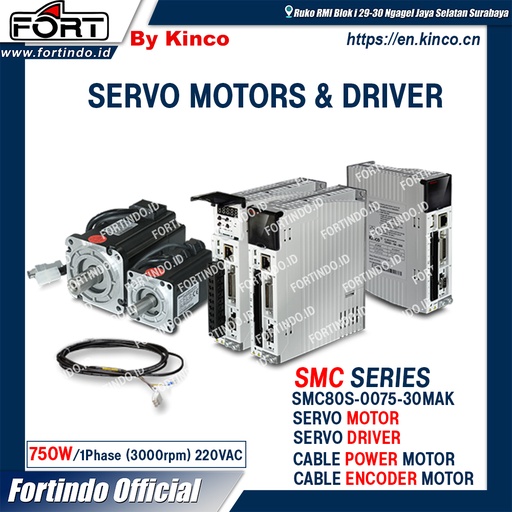 Servo Motors & Driver SMC Series SMC80S-0075-30MAK 750W FORT BY KINCO