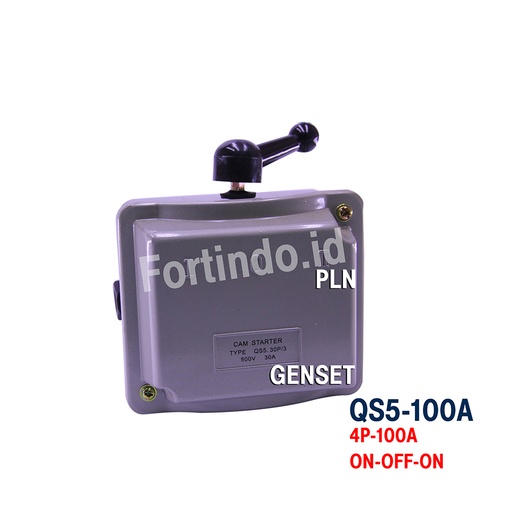 [EZM.1031721] Cam Switch QS5-100A 4Pole 100A PLN GENSET Saklar Stater ON-OFF-ON FORT