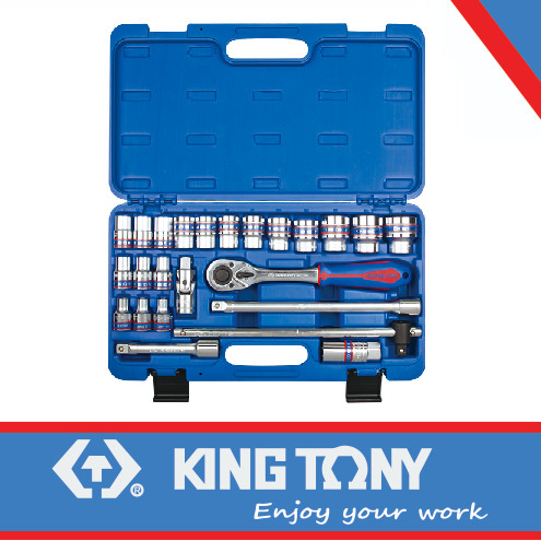 [EZM.8901216] 24PC SOCKET SET 6PT METRIC CHROME 1/2"DR - KING TONY ST4528MR